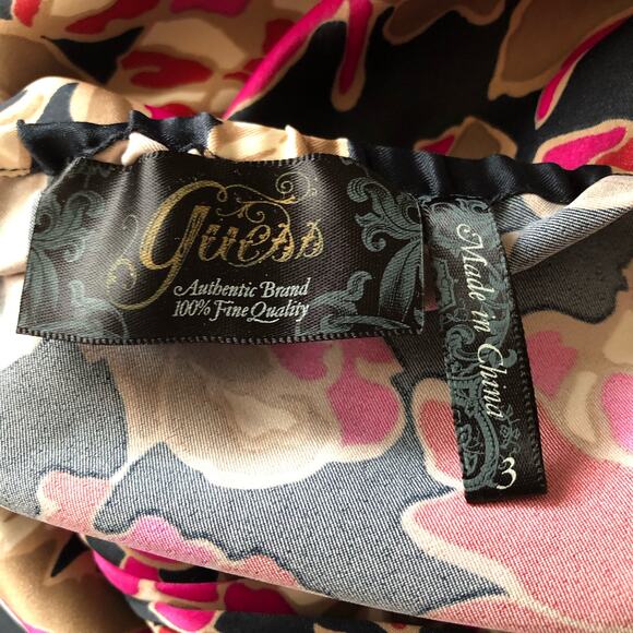 Guess Halter Dress 3 Floral Stretchy Mini Ruffle Hem Tie Back Side Zip Pink - Picture 4 of 6